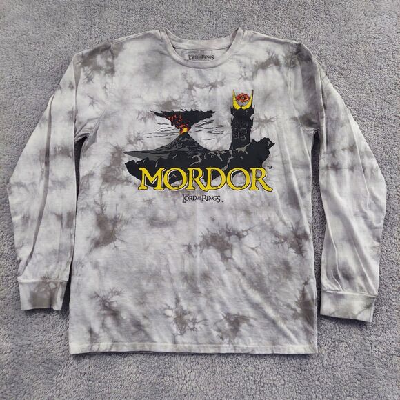 Lord of the Rings Mordor Gray Tie Dye Long Sleeve T-Shirt, Size Large - Picture 1 of 7